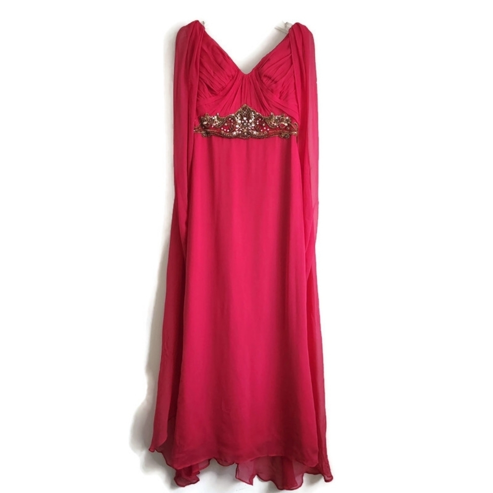 MARCHESA Notte 100% silk gown dress  fuchsia pink sz 0